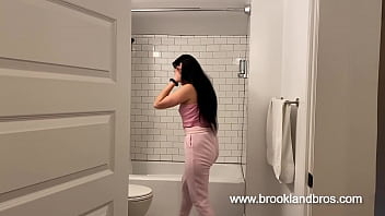 Brookland Brothers Hot Asian Teen Model Yumi Hops in The Shower and Scrubs Up